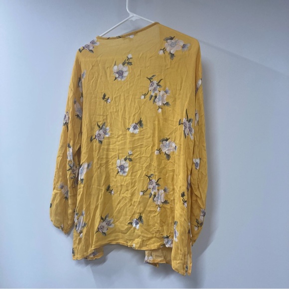 Don’t Ask Why 100% Viscose Bamboo One Size Cardigan Yellow Floral Open Sweater - Picture 8 of 8